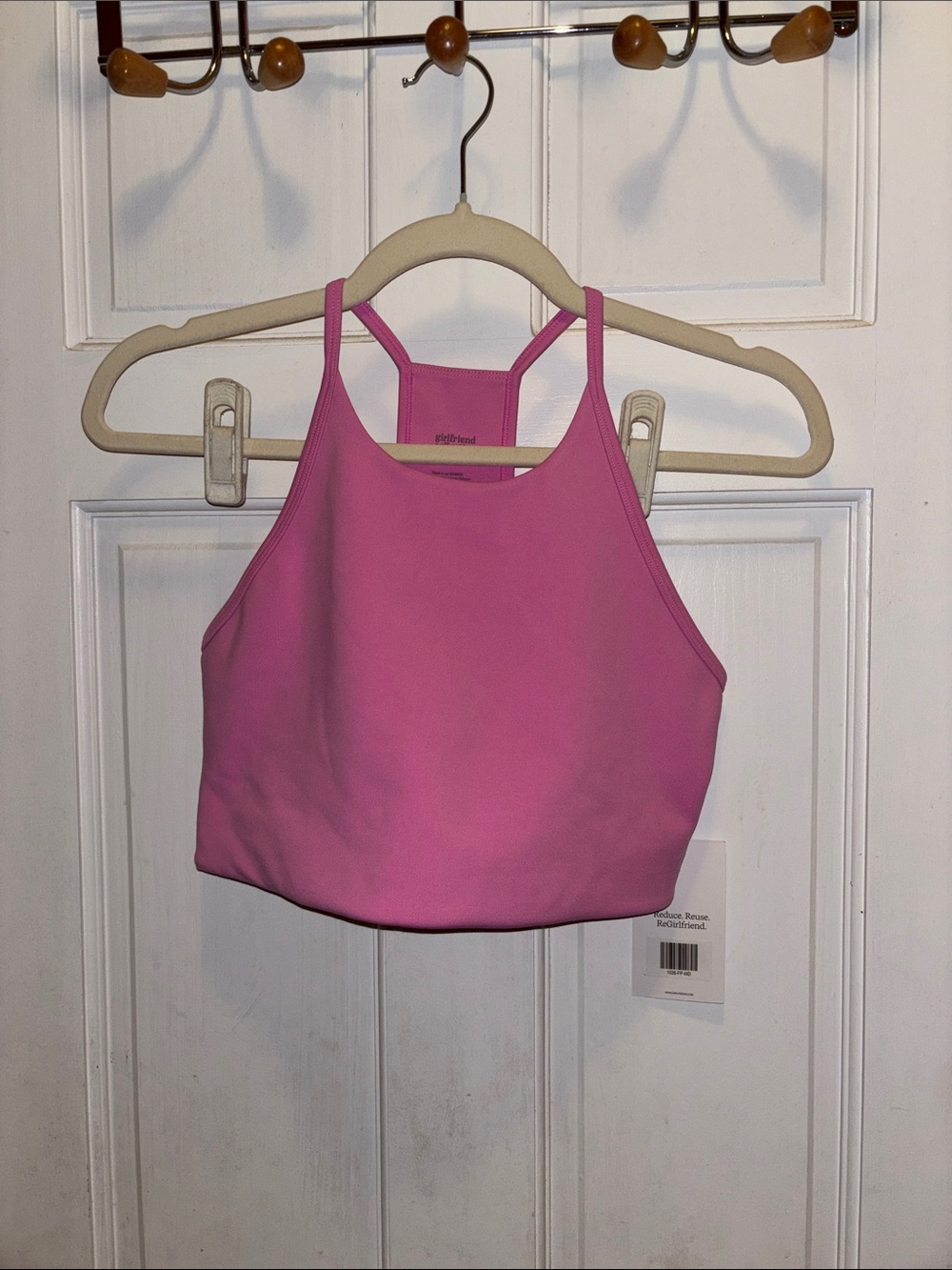 girlfriend collective hot pink high-neck cropped tank NWT